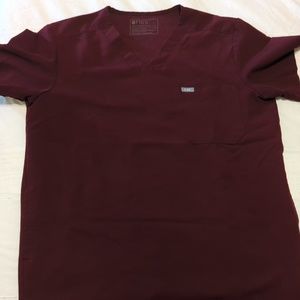 Figs scrub top and bottom burgundy